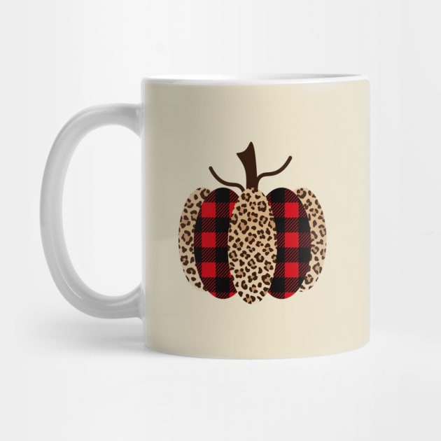 Fall Pumpkin with Red and Black Plaid and Leopard Print by Unified by Design